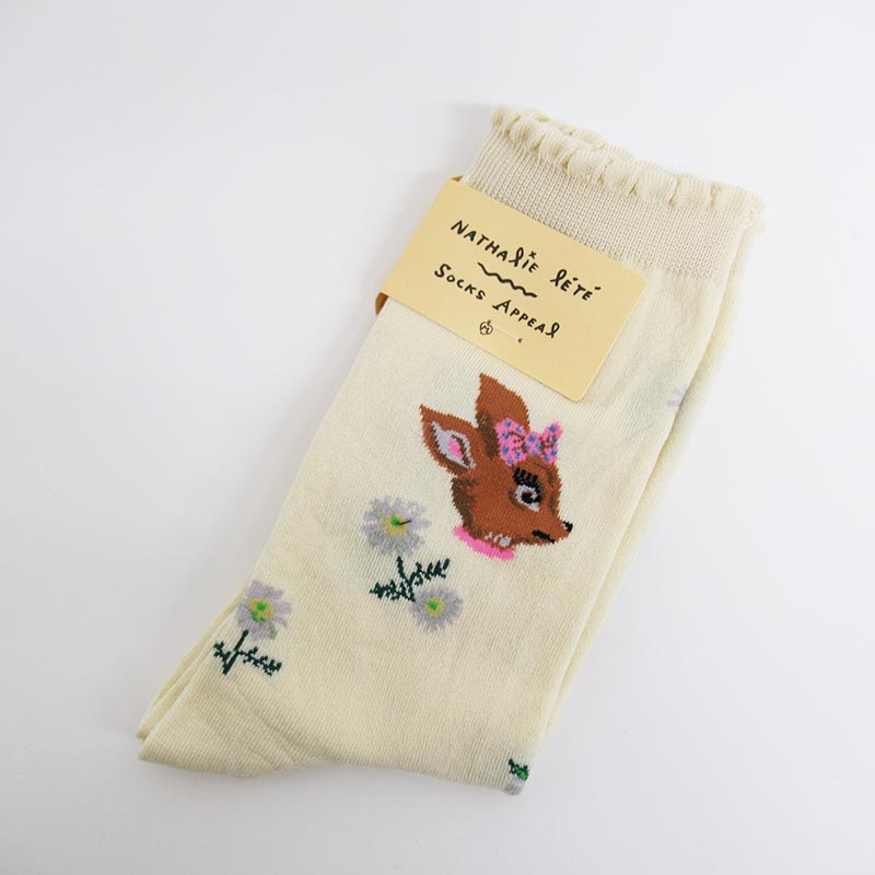 Nathalie Lete ソックス /NAT silket tete bambi avec marguerites